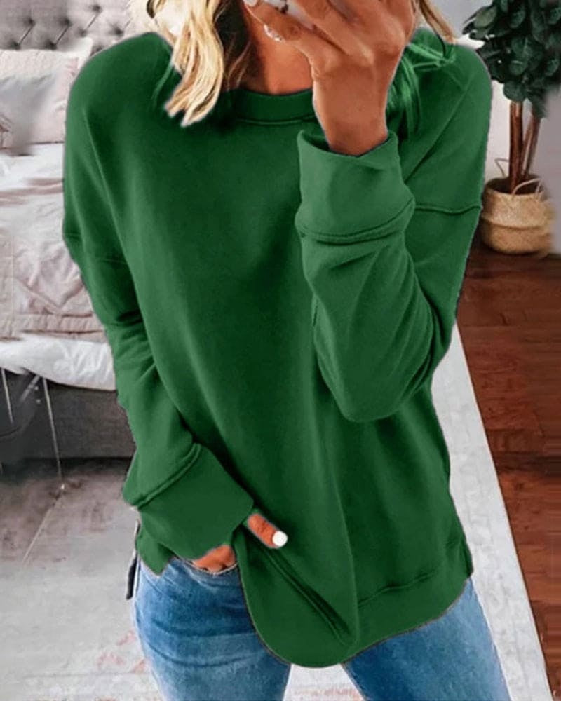 Matilda | Women's Crewneck Sweatshirt Tunic with Side Slits