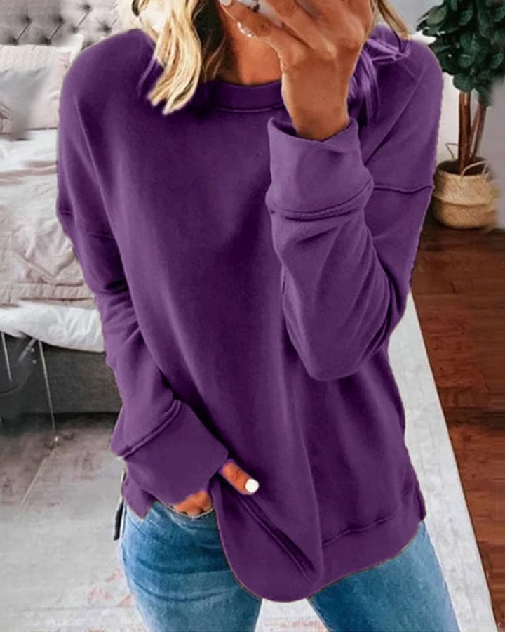 Matilda | Women's Crewneck Sweatshirt Tunic with Side Slits
