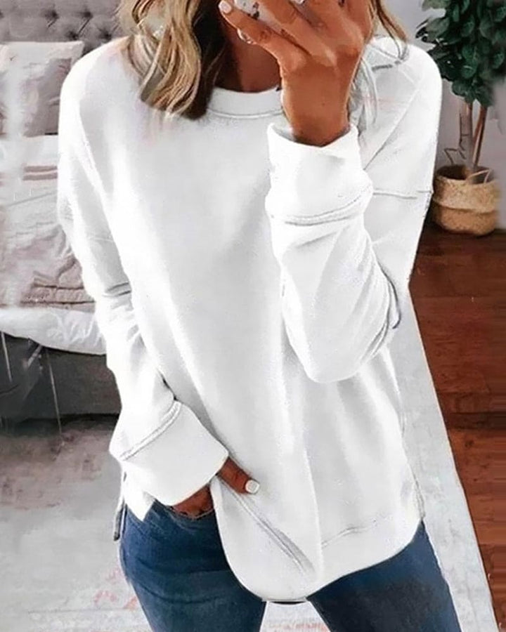 Matilda | Women's Crewneck Sweatshirt Tunic with Side Slits