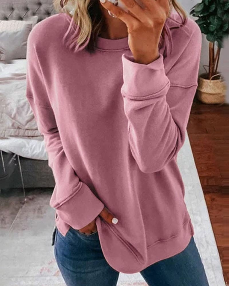 Matilda | Women's Crewneck Sweatshirt Tunic with Side Slits