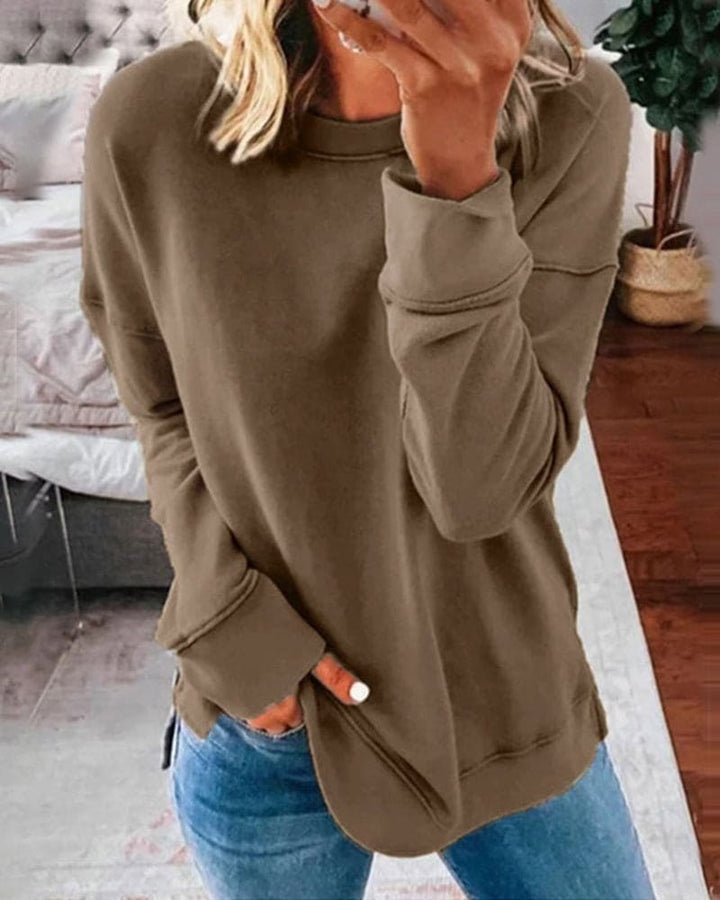Matilda | Women's Crewneck Sweatshirt Tunic with Side Slits
