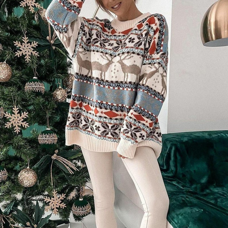 Matilda | Women's Fair Isle Christmas Sweater with Reindeer