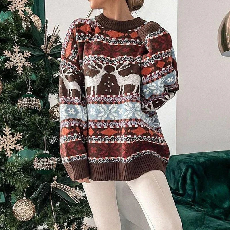 Matilda | Women's Fair Isle Christmas Sweater with Reindeer