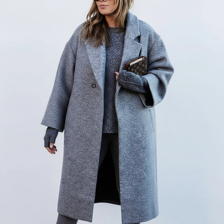 Matilda | Women's Oversized Plaid Long Wool Coat with Lapel Collar