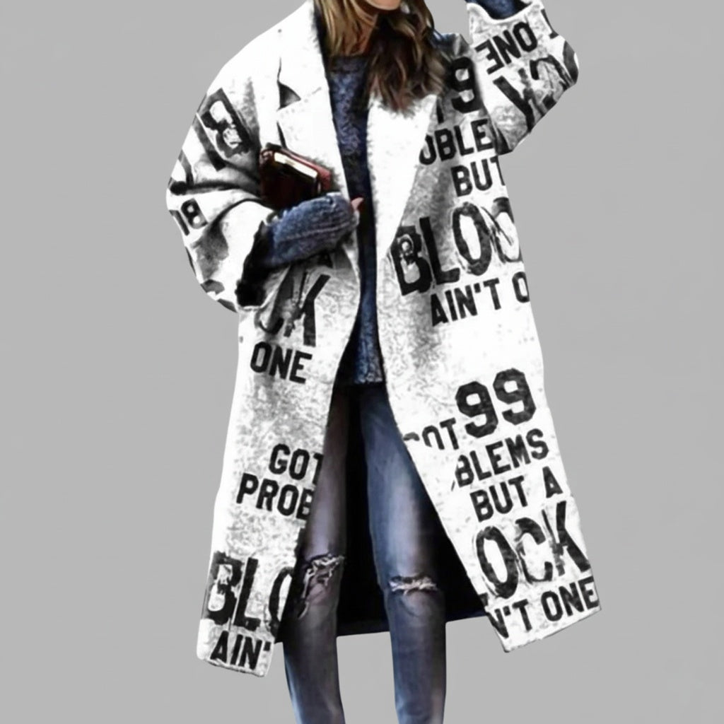 Matilda | Women's Oversized Plaid Long Wool Coat with Lapel Collar