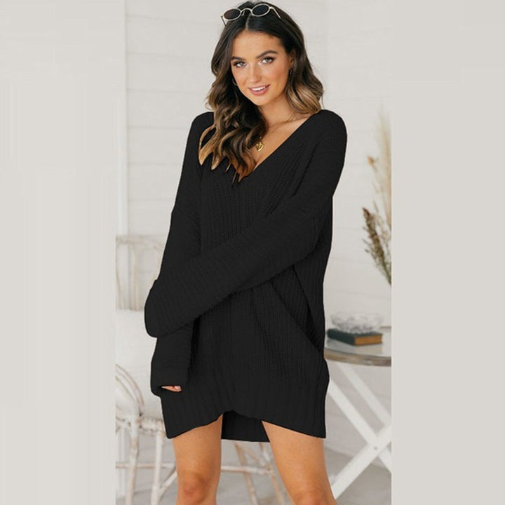 Matilda | Women's Oversized V-Neck Sweater Dress Chunky Knit