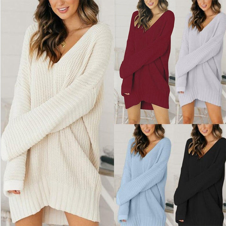 Matilda | Women's Oversized V-Neck Sweater Dress Chunky Knit