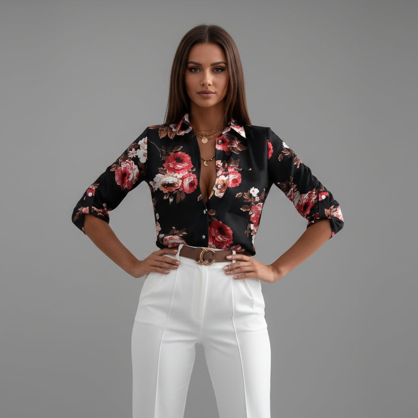 Maud | Blouse Dames met Print Lange Mouw Oversized