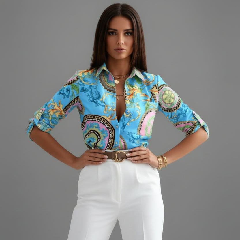 Maud | Blouse Dames met Print Lange Mouw Oversized