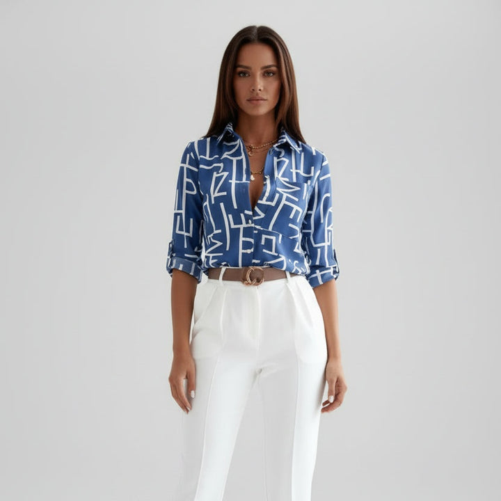 Maud | Blouse Dames met Print Lange Mouw Oversized