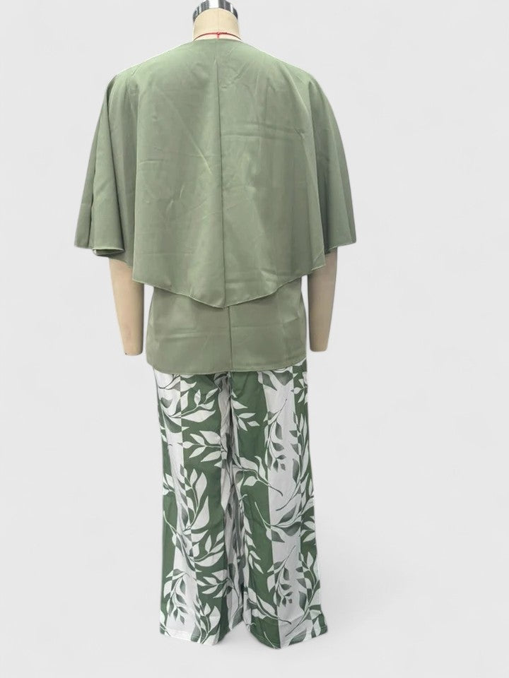 Maud | Dames Set Geprinte Broek en Gelaagde Top Dames Bloemenmotief