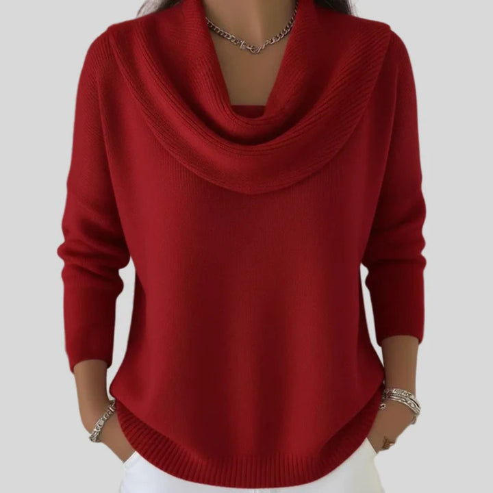Maud | Gebreide Trui met Cowl Neck Dames Lange Mouwen