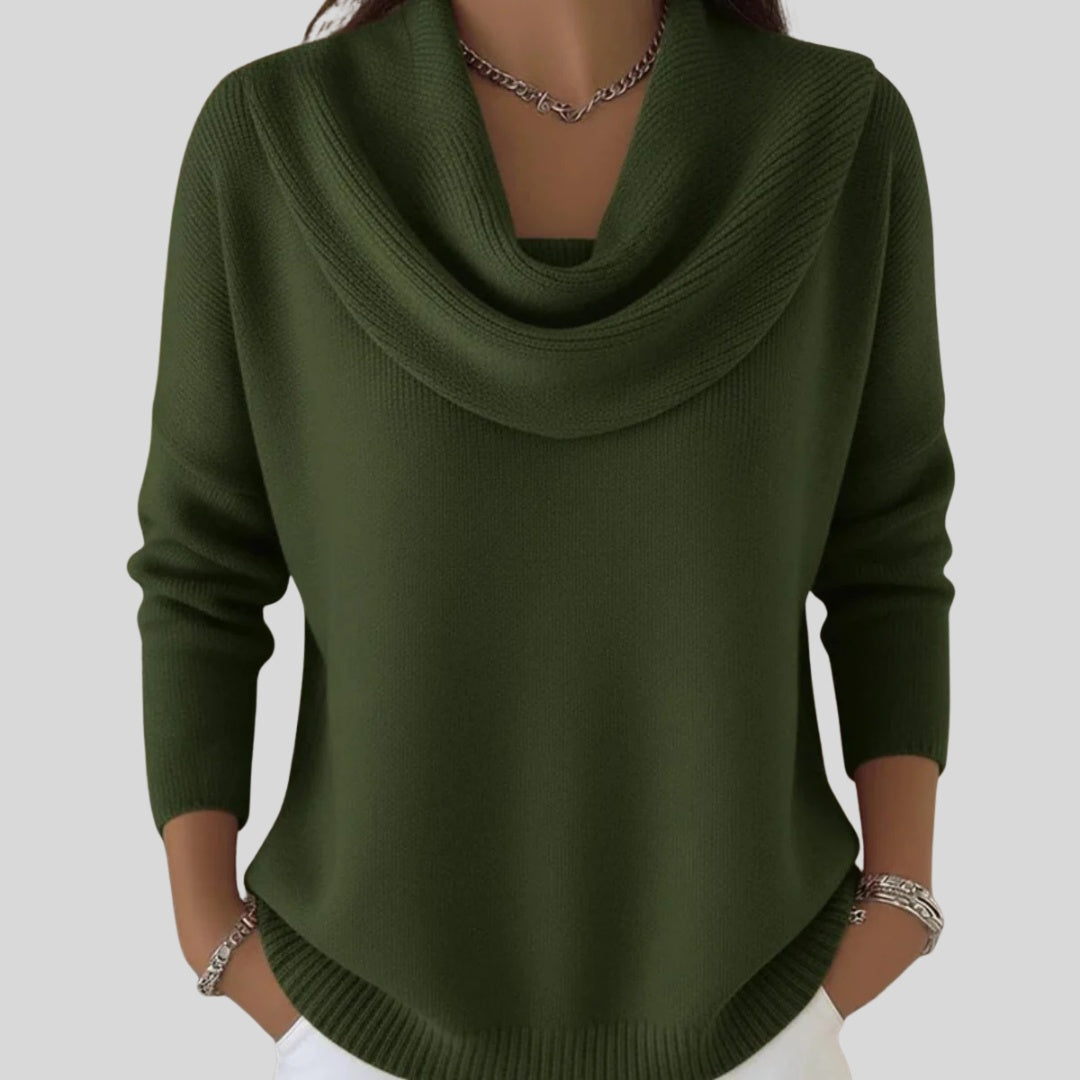 Maud | Gebreide Trui met Cowl Neck Dames Lange Mouwen
