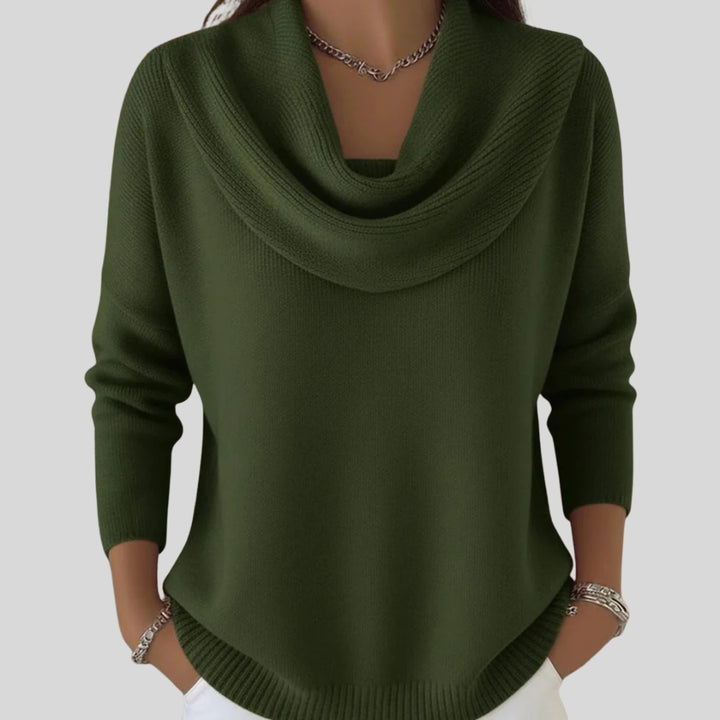 Maud | Gebreide Trui met Cowl Neck Dames Lange Mouwen