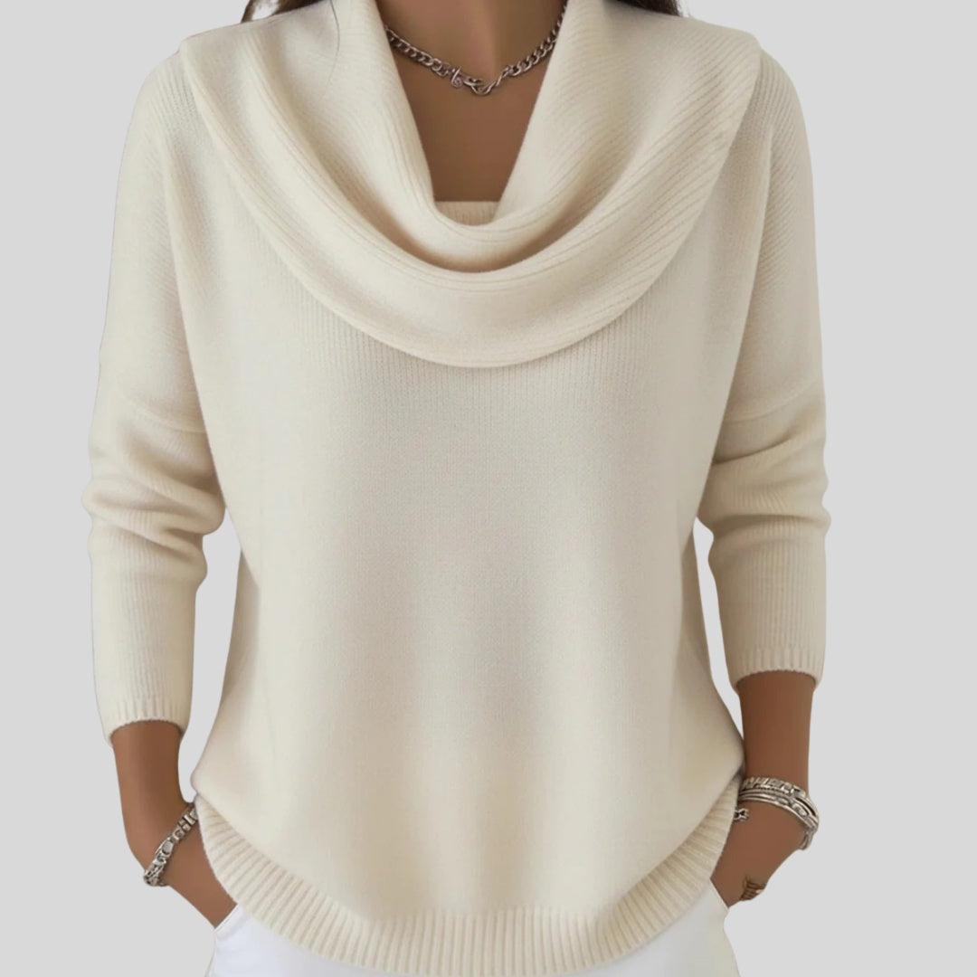 Maud | Gebreide Trui met Cowl Neck Dames Lange Mouwen