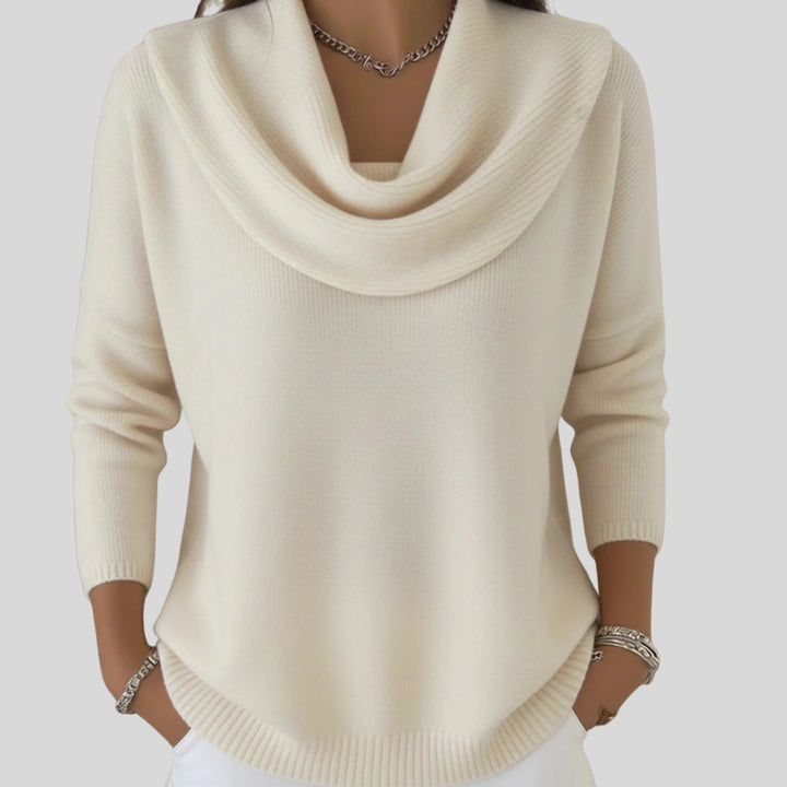 Maud | Gebreide Trui met Cowl Neck Dames Lange Mouwen