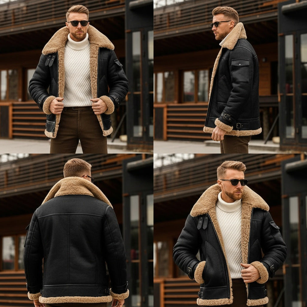 Milan | Leren Pilotenjas Heren Schapenleer Teddy Voering