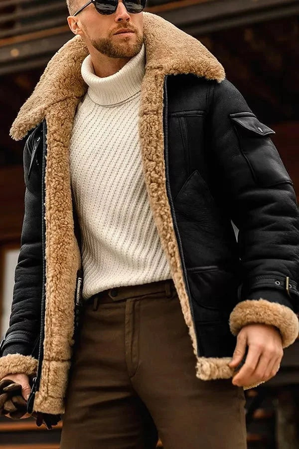 Milan | Leren Pilotenjas Heren Schapenleer Teddy Voering