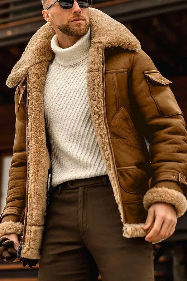 Milan | Leren Pilotenjas Heren Schapenleer Teddy Voering