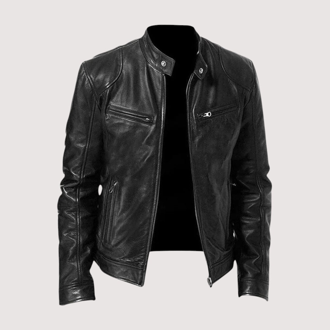 Montgomery | Men's Leather Moto Jacket with Stand Collar