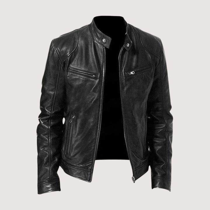 Montgomery | Men's Leather Moto Jacket with Stand Collar