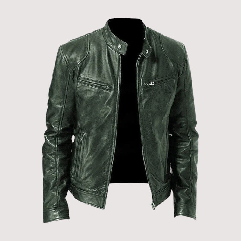 Montgomery | Men's Leather Moto Jacket with Stand Collar