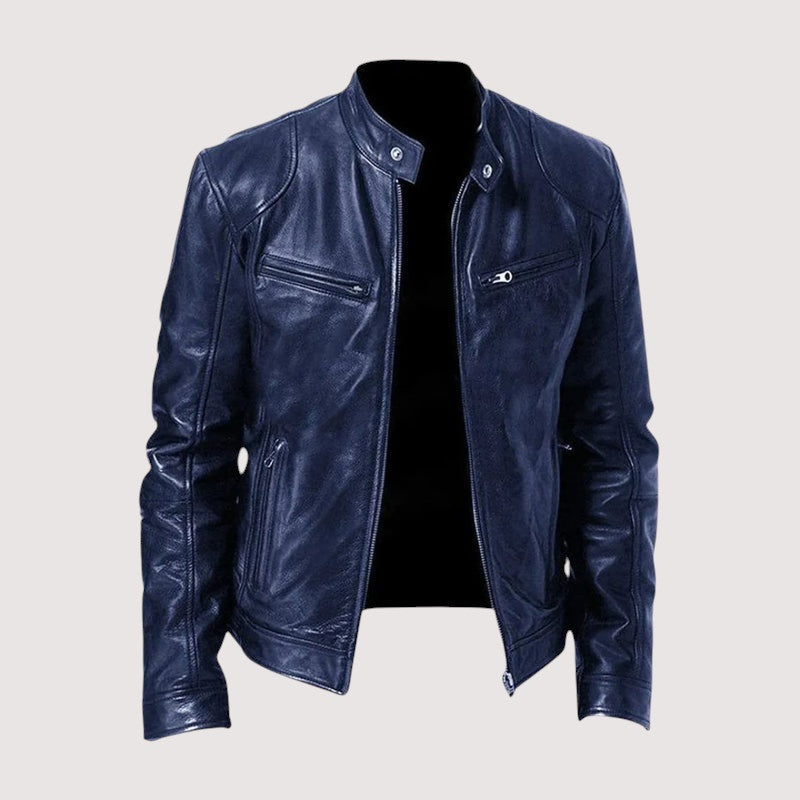 Montgomery | Men's Leather Moto Jacket with Stand Collar