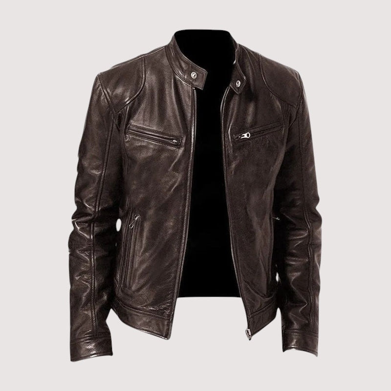 Montgomery | Men's Leather Moto Jacket with Stand Collar