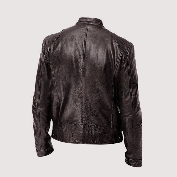 Montgomery | Men's Leather Moto Jacket with Stand Collar