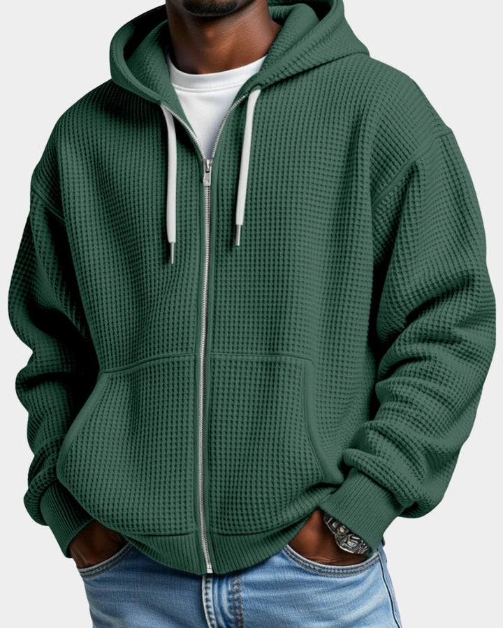 Montgomery | Men's Waffle Knit Zip Up Hoodie Oversized