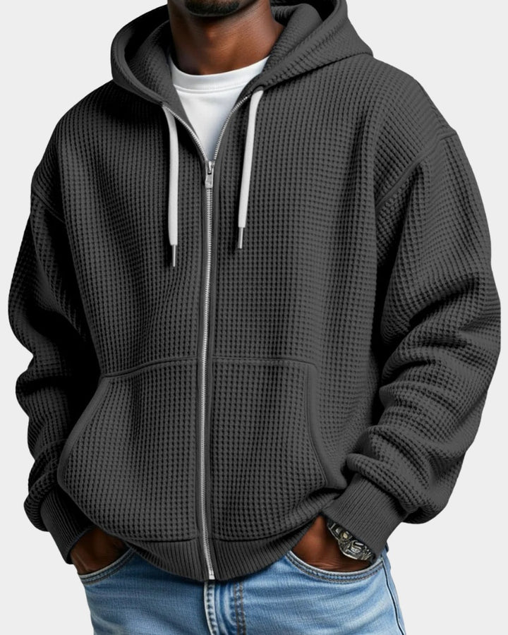 Montgomery | Men's Waffle Knit Zip Up Hoodie Oversized