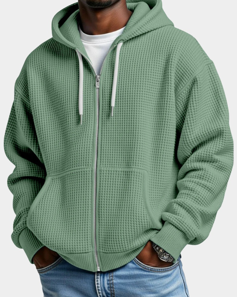 Montgomery | Men's Waffle Knit Zip Up Hoodie Oversized