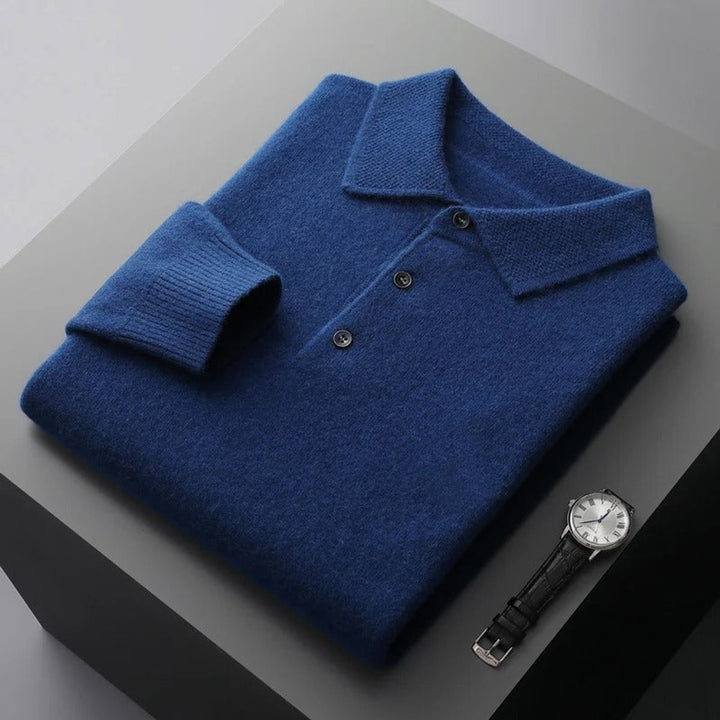 Nathaniel | Men's Cashmere Sweater Polo Collar with Buttons