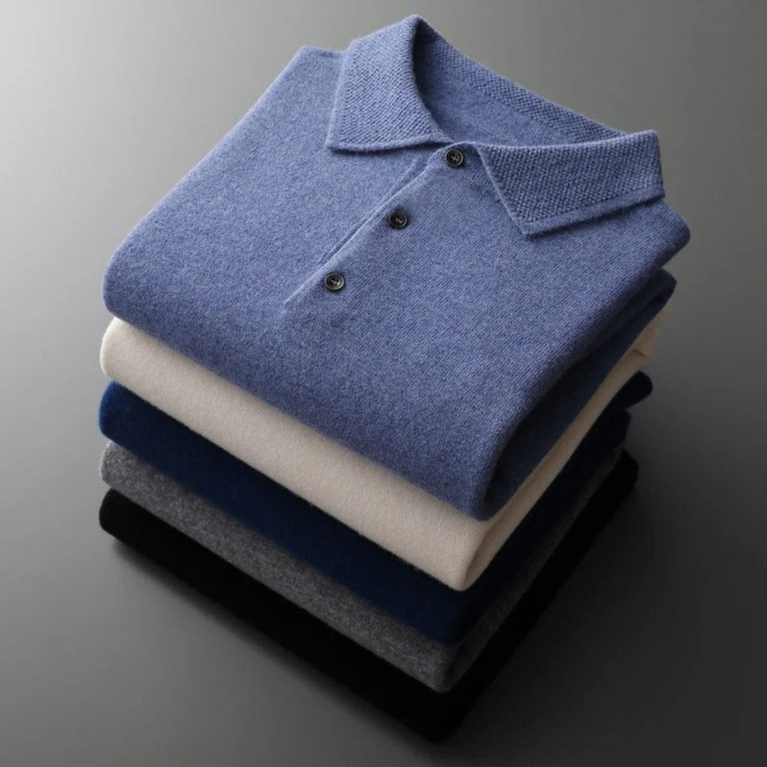 Nathaniel | Men's Cashmere Sweater Polo Collar with Buttons