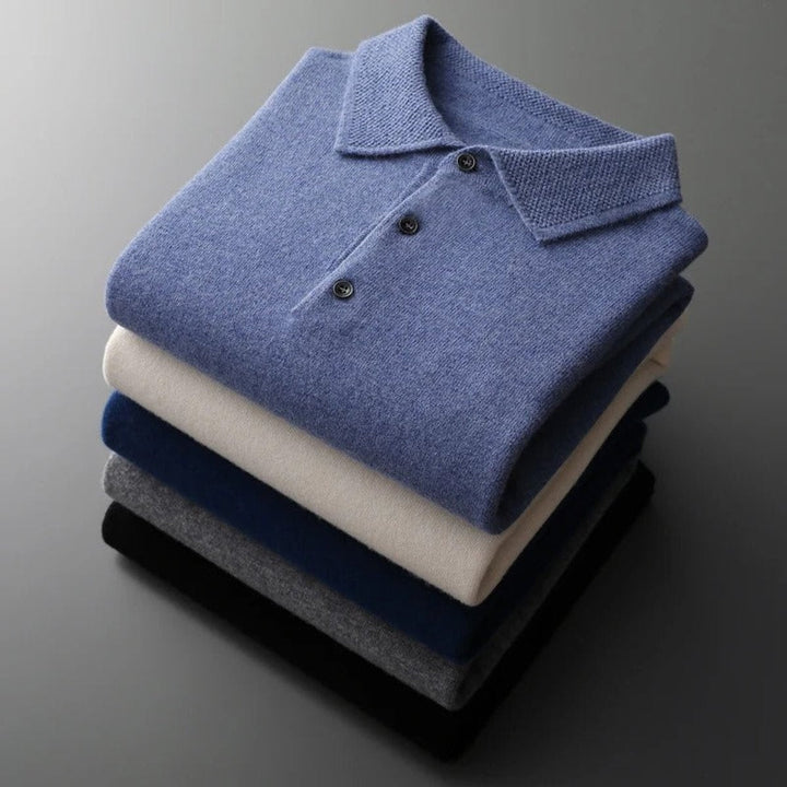 Nathaniel | Men's Cashmere Sweater Polo Collar with Buttons
