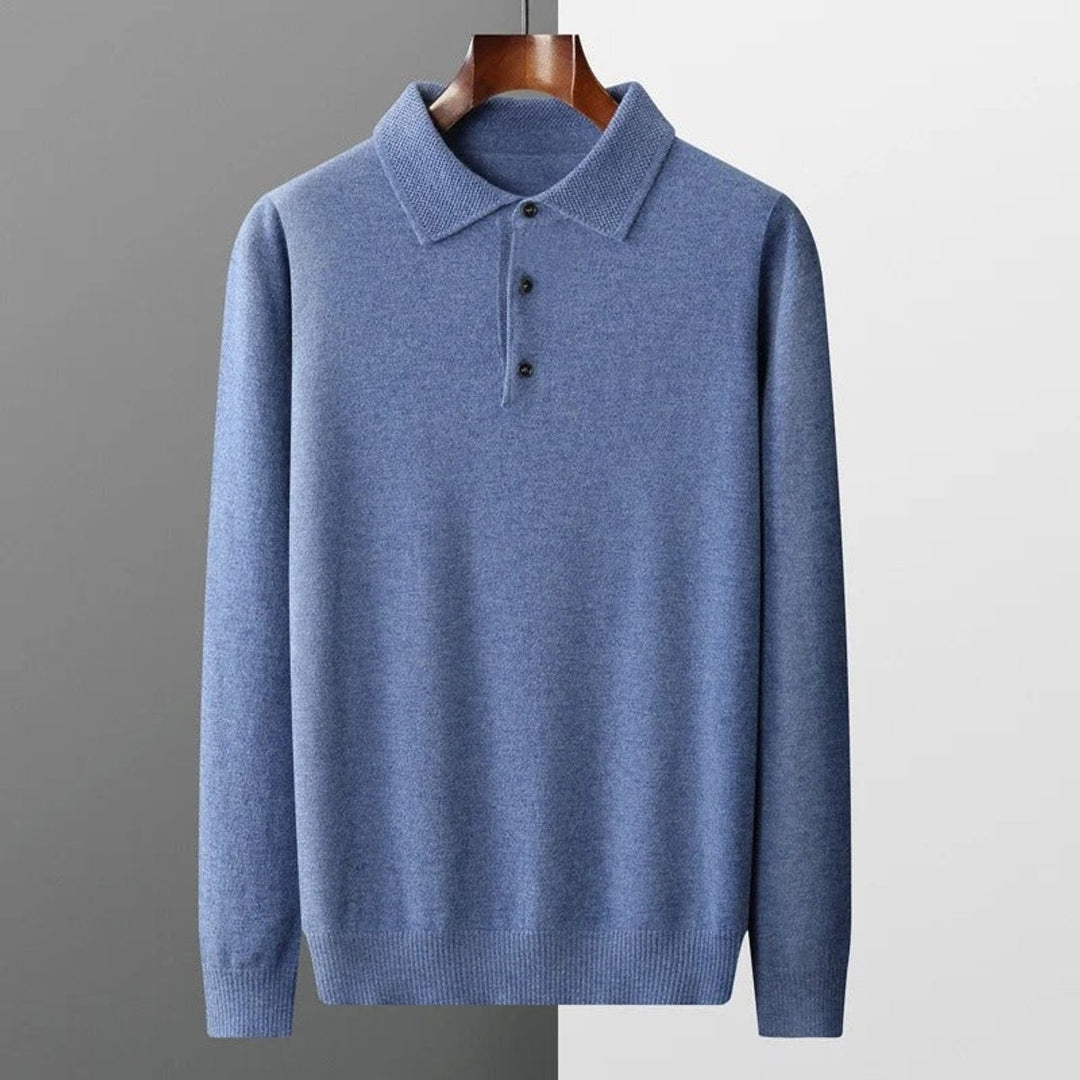 Nathaniel | Men's Cashmere Sweater Polo Collar with Buttons