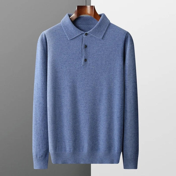 Nathaniel | Men's Cashmere Sweater Polo Collar with Buttons