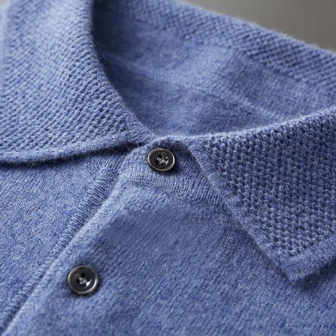 Nathaniel | Men's Cashmere Sweater Polo Collar with Buttons