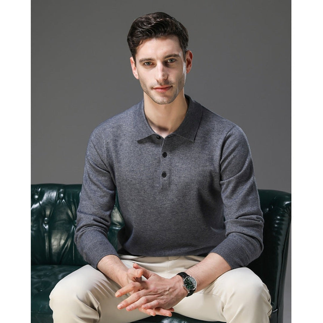 Nathaniel | Men's Cashmere Sweater Polo Collar with Buttons
