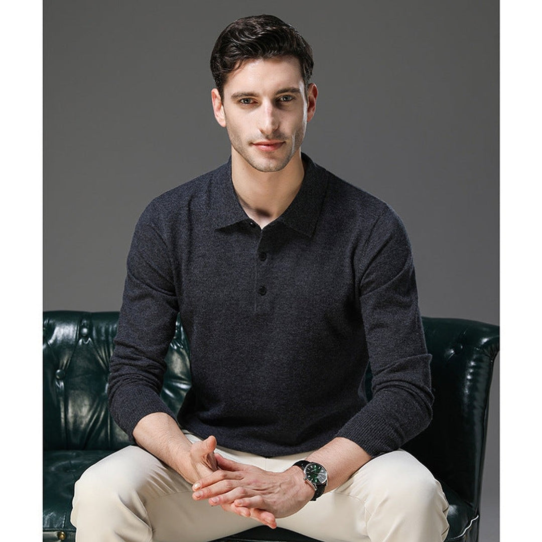 Nathaniel | Men's Cashmere Sweater Polo Collar with Buttons