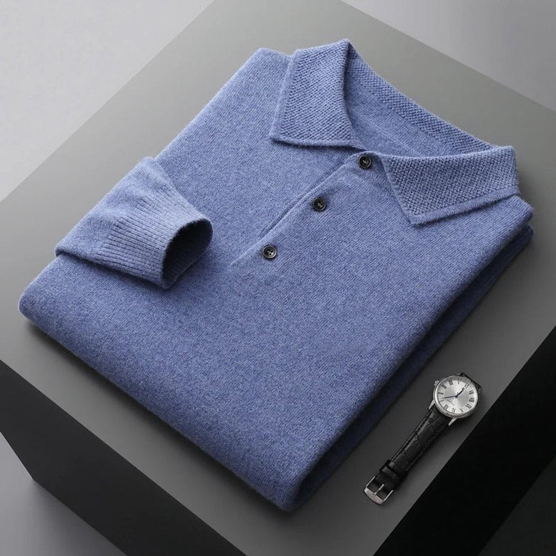 Nathaniel | Men's Cashmere Sweater Polo Collar with Buttons