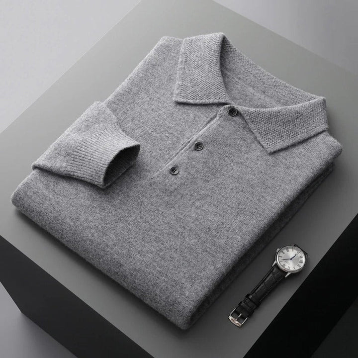 Nathaniel | Men's Cashmere Sweater Polo Collar with Buttons