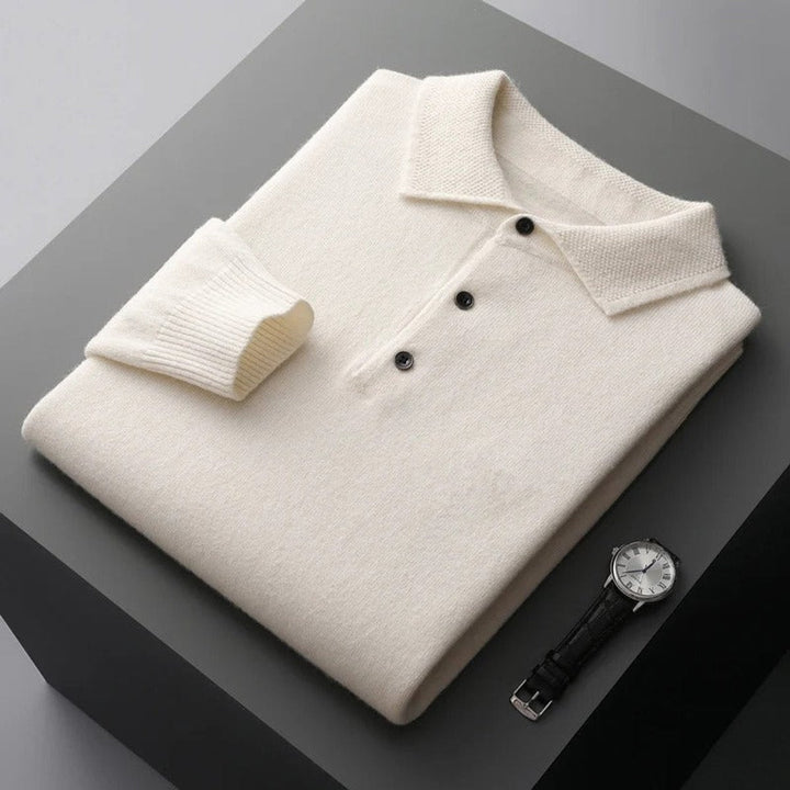 Nathaniel | Men's Cashmere Sweater Polo Collar with Buttons