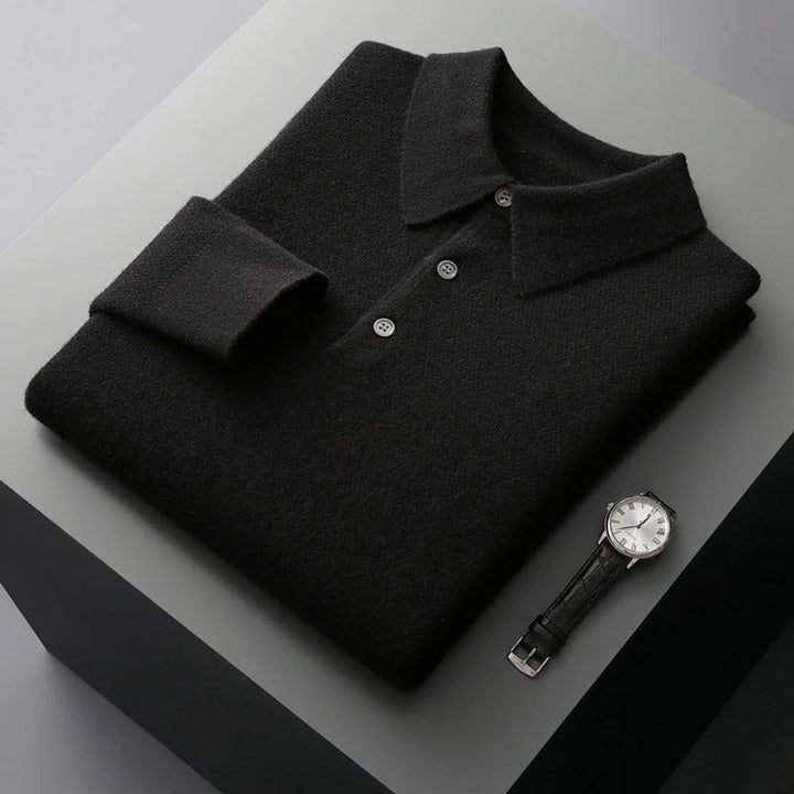 Nathaniel | Men's Cashmere Sweater Polo Collar with Buttons