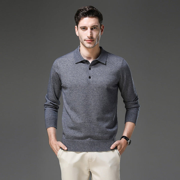 Nathaniel | Men's Cashmere Sweater Polo Collar with Buttons