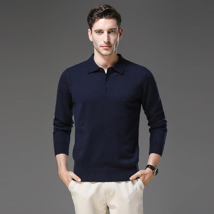 Nathaniel | Men's Cashmere Sweater Polo Collar with Buttons
