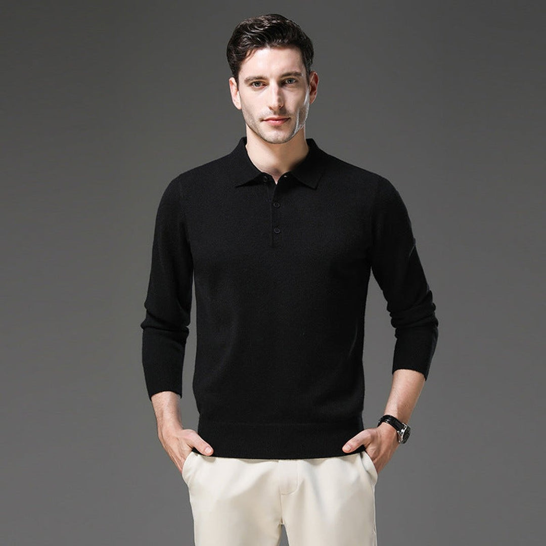 Nathaniel | Men's Cashmere Sweater Polo Collar with Buttons