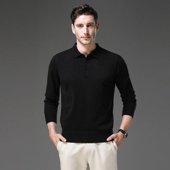 Nathaniel | Men's Cashmere Sweater Polo Collar with Buttons