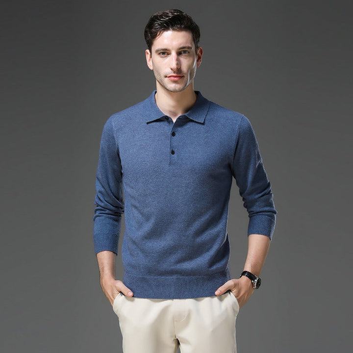 Nathaniel | Men's Cashmere Sweater Polo Collar with Buttons