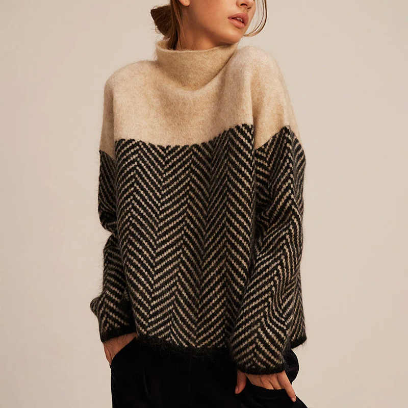 Nienke | Gebreide Coltrui Dames Chevronpatroon Oversized